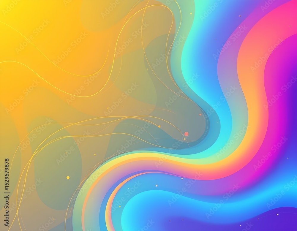Poster gradient digital background with flowing rounded shapes, minimalist style.