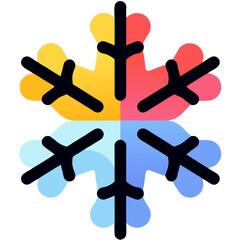 Fototapeta premium Colorful Geometric Snowflake Design with Contrasting Black and Pastel Hues