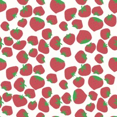 cut hand drawn of summer strawberry seamless pattern