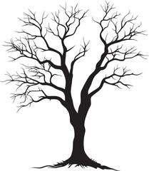 Obraz premium Tree silhouette vector design with flowing branches and no leaves