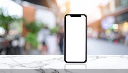 Blank Smartphone Screen on Marble Surface