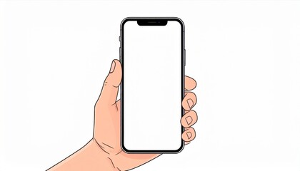 Hand Holding Smartphone With Blank Screen Illustration