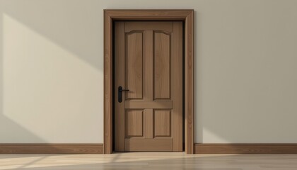 minimalist digital illustration of a wooden door with simple lines and muted tones.