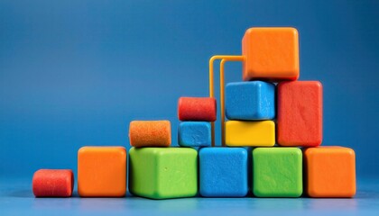 Obraz premium Colorful Stacked Blocks Displaying Logic and Arrangement Skills