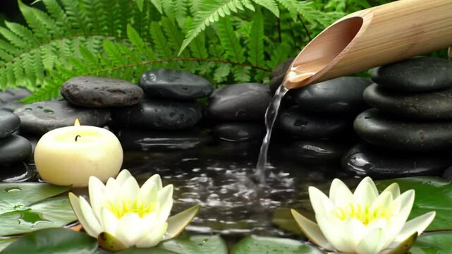 spa stones and flower