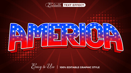 America 3d logo template editable text effect style