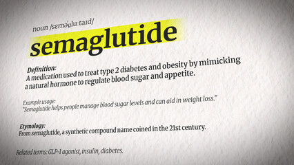 An Illustration Explaining Semaglutide with a Dictionary Definition