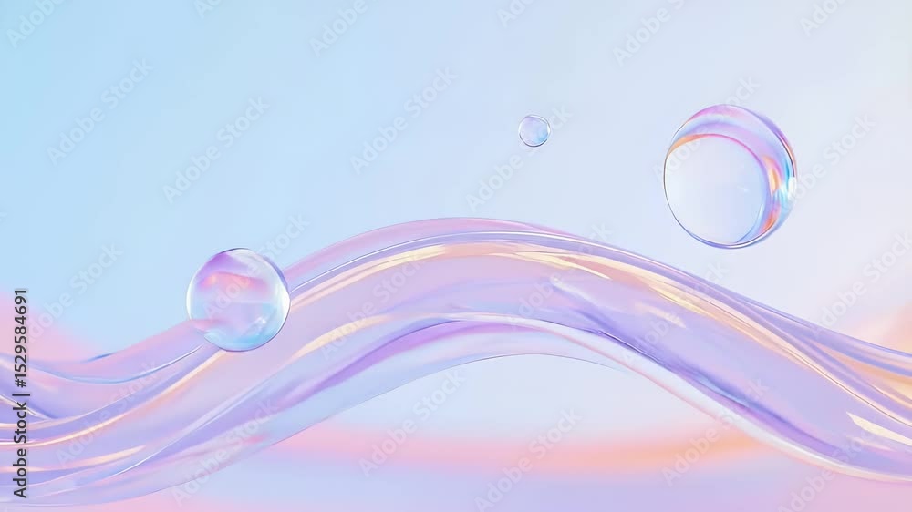 Aufkleber abstract iridescent wave with spheres gradient background for modern design futuristic surface and h
