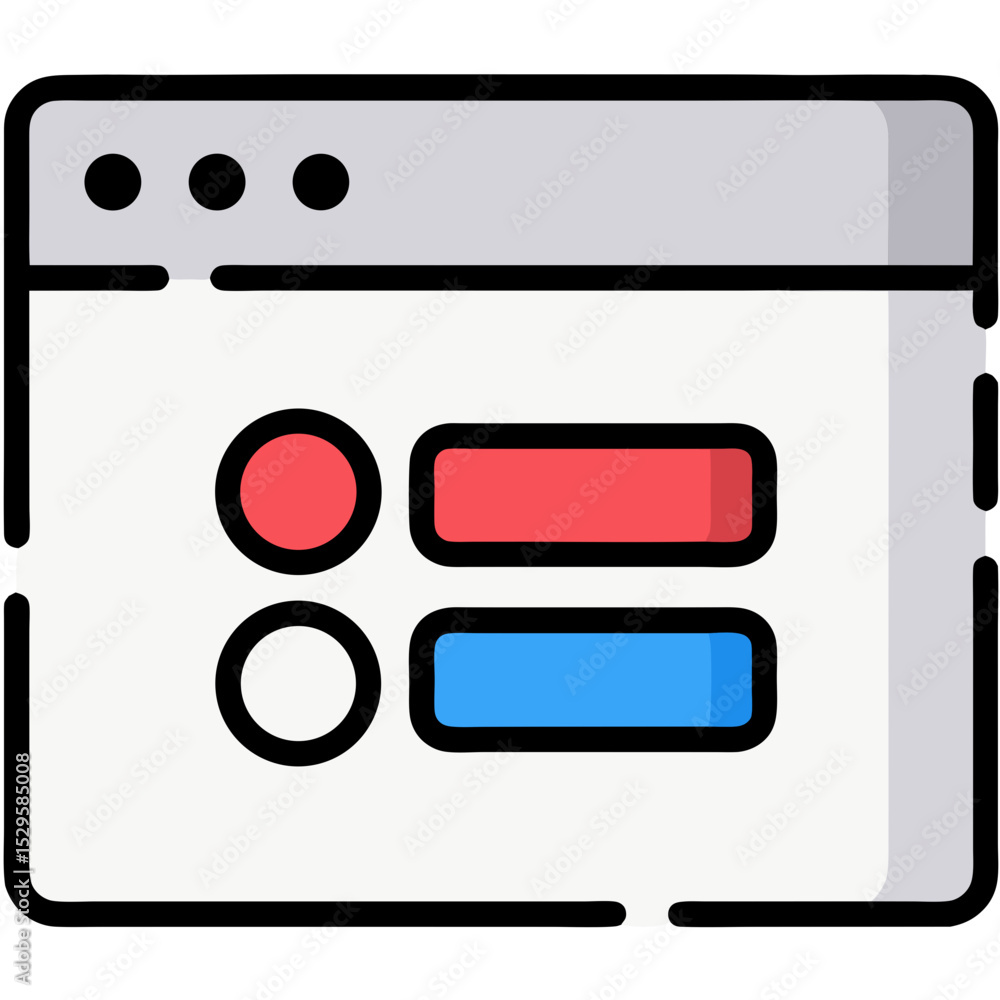 Poster colorful webpage interface with buttons and navigation elements