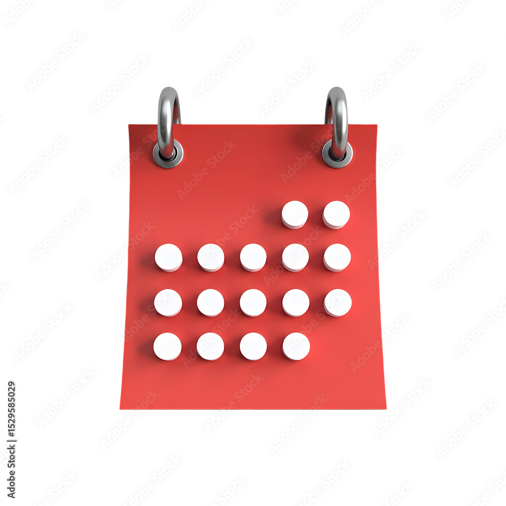Poster a red calendar with white circles view isolated on transparent background