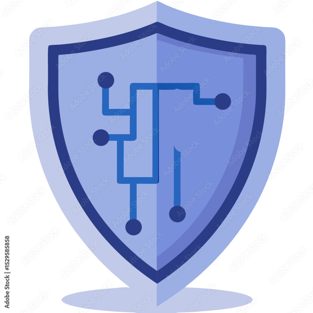 Poster digital shield icon with circuitry design