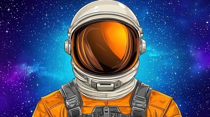 Pixelated Astronaut In Space Suit Against Starry Galaxy Background