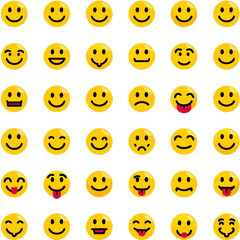 Obraz premium Diverse Collection of Yellow Emoticon Faces Showing Various Expressions