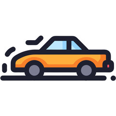 Fototapeta premium Fast Orange Car in Motion Side View Illustration