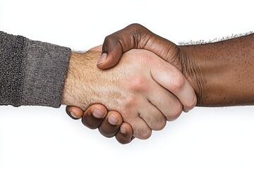 Pixelated Handshake Diverse Skin Tones on White Background