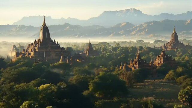 Ancient Temples of Bagan at Sunrise