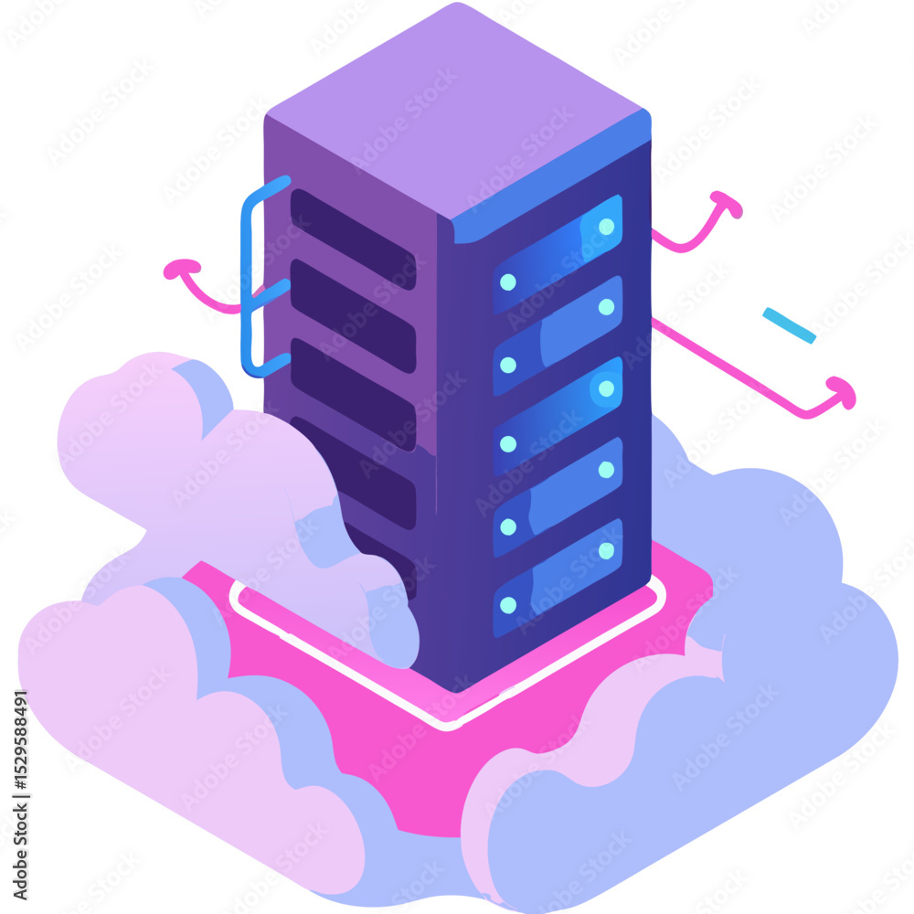 Aufkleber isometric cloud server with data transferring and digital information flow