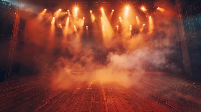 An atmospheric stage design filled with dramatic lighting and smoke effects, setting the perfect scene for a captivating performance and an unforgettable experience.