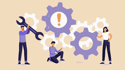 Team Working Together to Fix a Problem