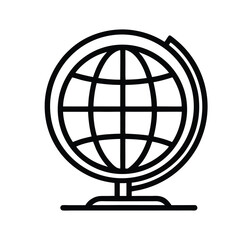 Globe Vector Outline A Simple, Clean Vector Icon of a World Globe on a White Background, Perfect for Websites, Apps, and Presentations