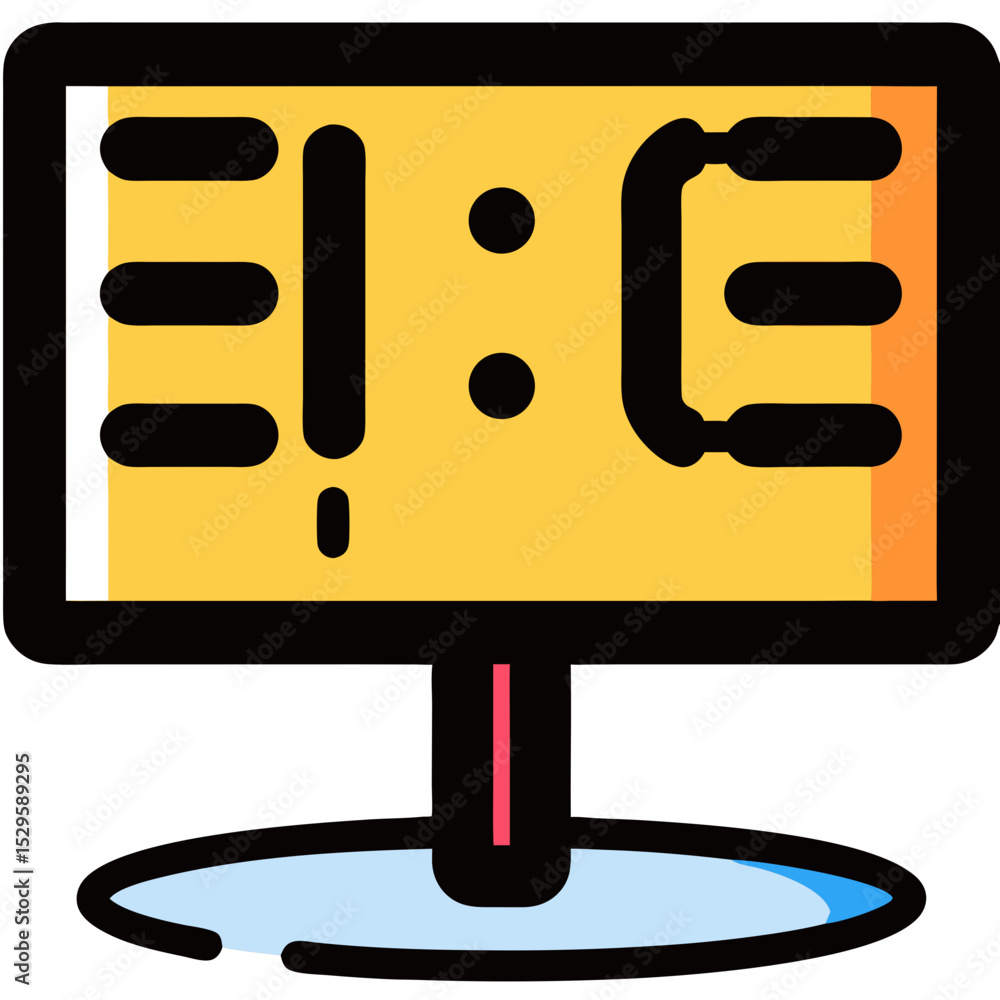 Poster modern digital display showing time and score with bold graphics