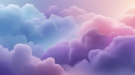 Fluffy Dreamy Pastel Clouds in Soft Sky Gradient