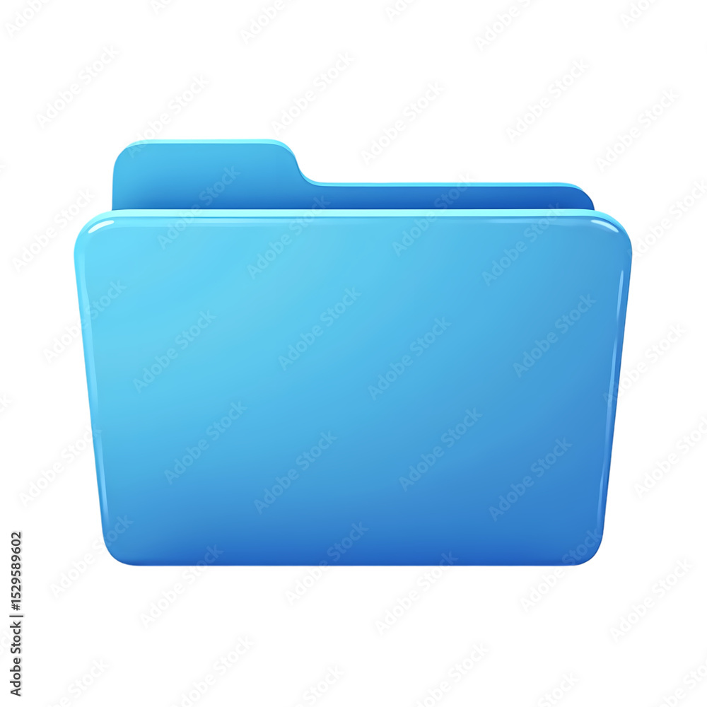 Poster isolated blue folder icon representing data storage and organization isolated on transparent backgro