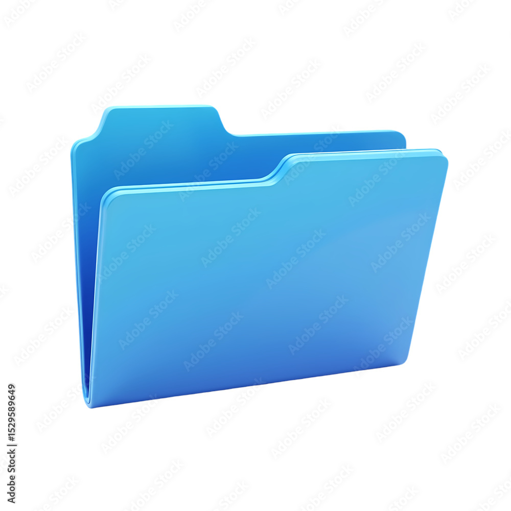 Poster a single blue folder icon isolated view isolated on transparent background