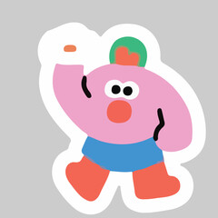 Cute Pink Cartoon Character Illustration