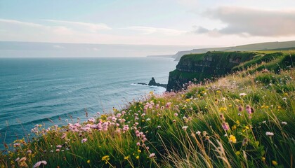 Cliffside blooms overlooking ocean