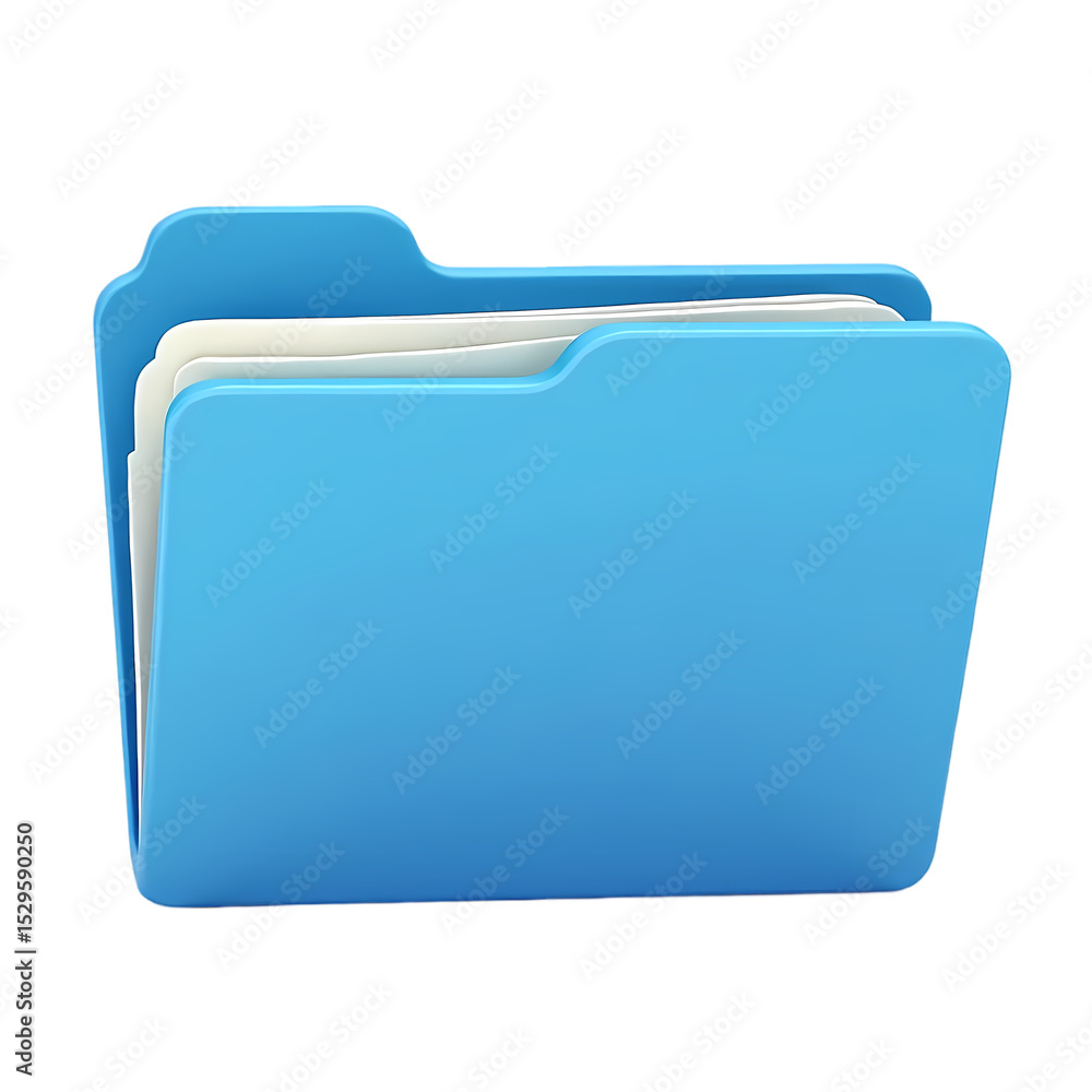 Poster isolated blue folder with white papers view isolated on transparent background