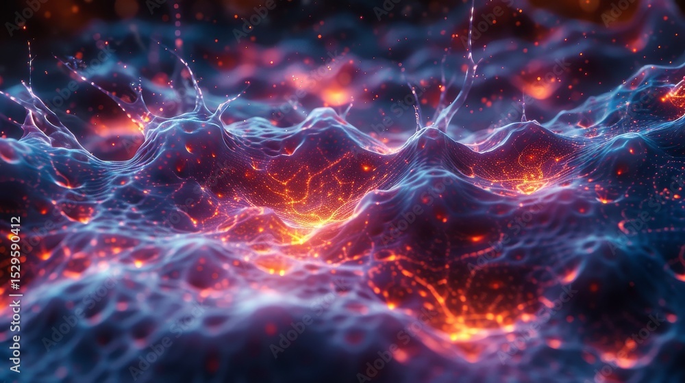 Aufkleber a vibrant abstract image depicting fluid waves with brilliant colors and luminous elements, evoking 