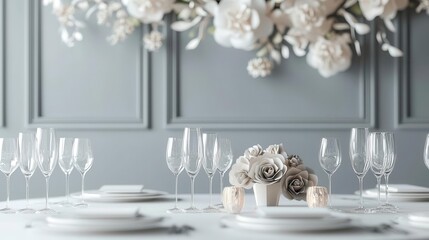 Elegant wedding reception room decorated with intricate origami flowers and delicate paper accents