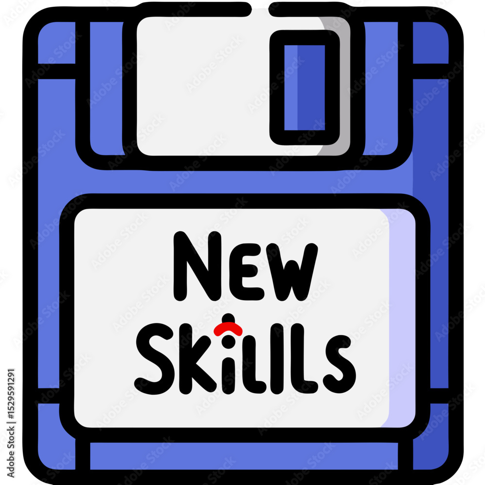 Poster retro floppy disk icon displaying new skills acquisition