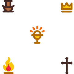 Religious Symbols Chalice Crown Cross Flame and Ark Icons