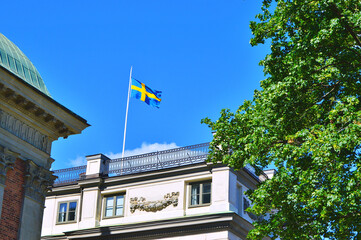 Swedish flag on the buildings, Gamla Stan - Stockholm
