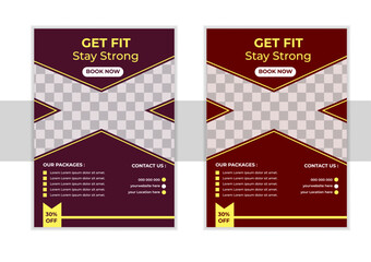 GYM / Fitness Flyer template with grunge shapes. vector.Gym flyer design template. Flyer, social media post and facebook cover design template for gym and fitness. Gym poster, banner and flyer templat