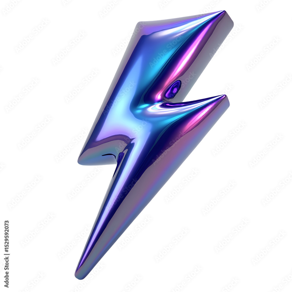 Aufkleber iridescent lightning bolt with a metallic and shiny appearance isolated on transparent background