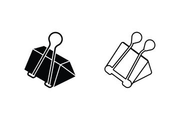 Vector illustration of a binder clip in black and white with two different styles