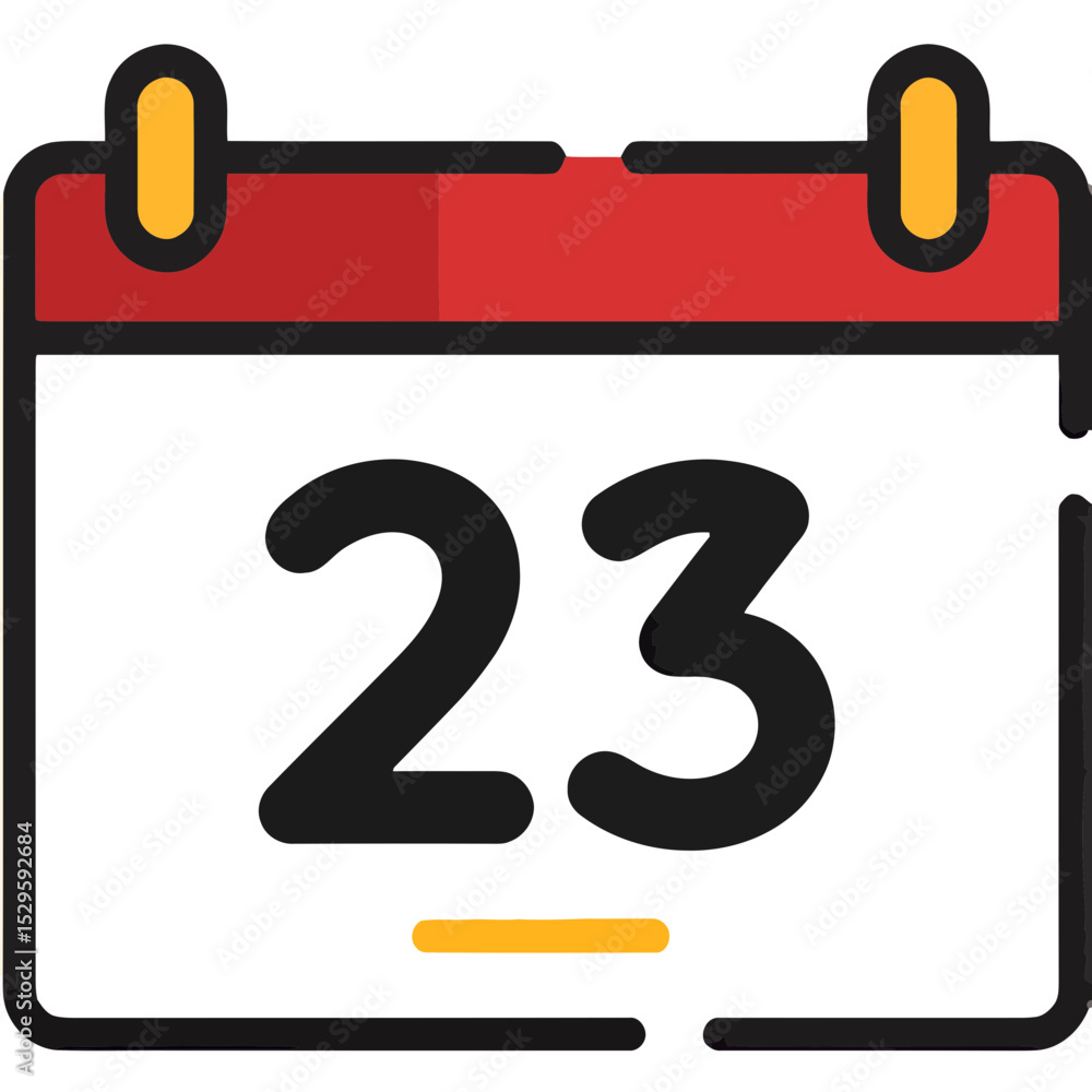 Poster simple calendar icon displaying the 23rd