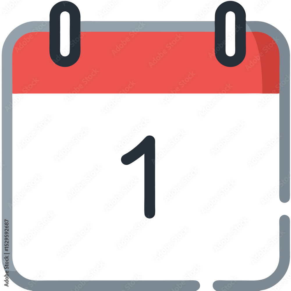 Poster simple calendar icon displaying the number one for daily reminders