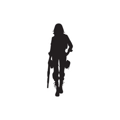 vector illustration of a woman soldier with rifle in hands 