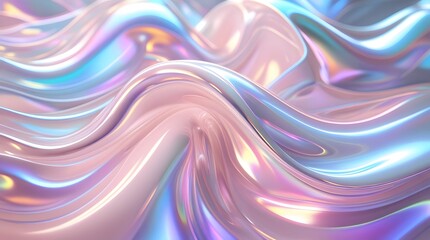 Abstract Wavy Iridescent Pastel Color Gradient Digital Art