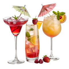 Classic Cocktails Assortment Isolated on White Background