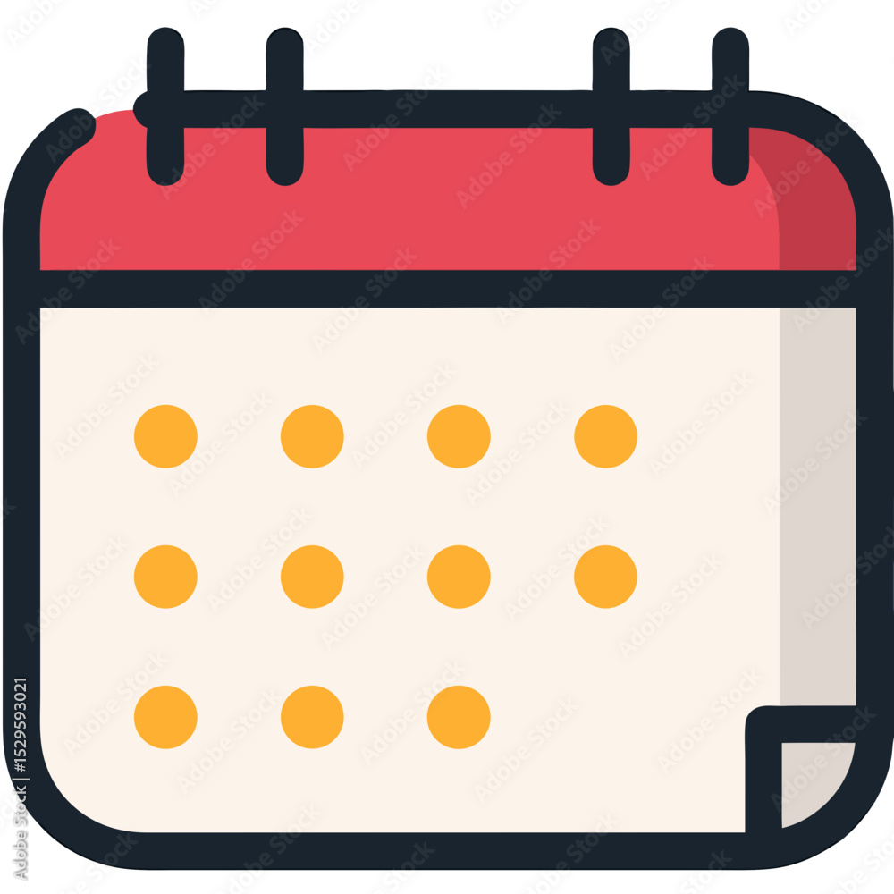 Poster simple colorful calendar icon with rounded corners and dots