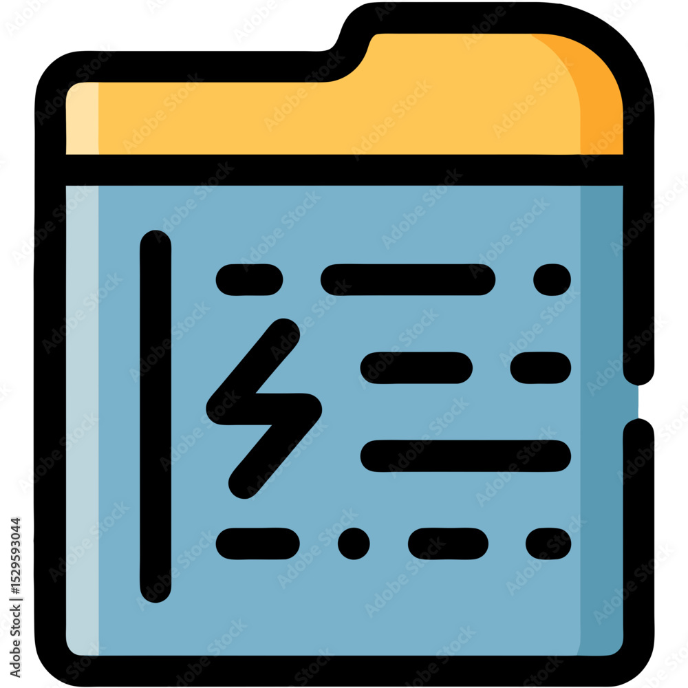 Poster simple digital file folder with lightning icon