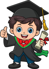 Happy Graduate with Diploma and Thumbs Up