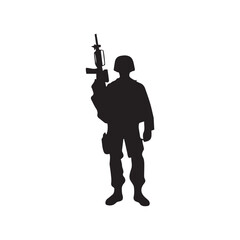 vector illustration of a soldier with rifle in hands