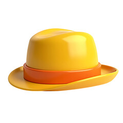 A yellow hat with an orange band isolated  isolated on transparent background