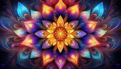 colorful fractal flower with a kaleidoscopic pattern